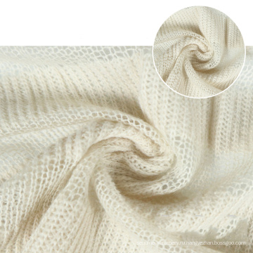 Стоковая лот теплый тепло белый рыхлый вязаный полиэфир Акриловый район Смесь женского свитера ткань